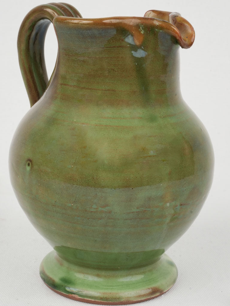 Vintage green glazed ceramic pitcher 