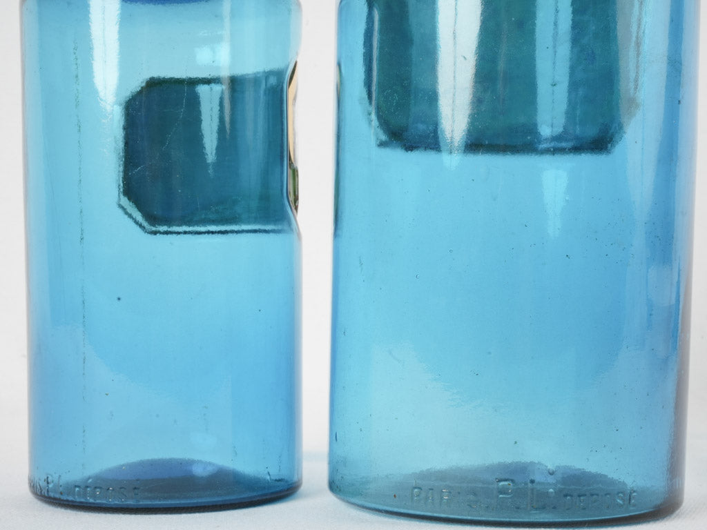 Patina-rich blue bathroom decor jars