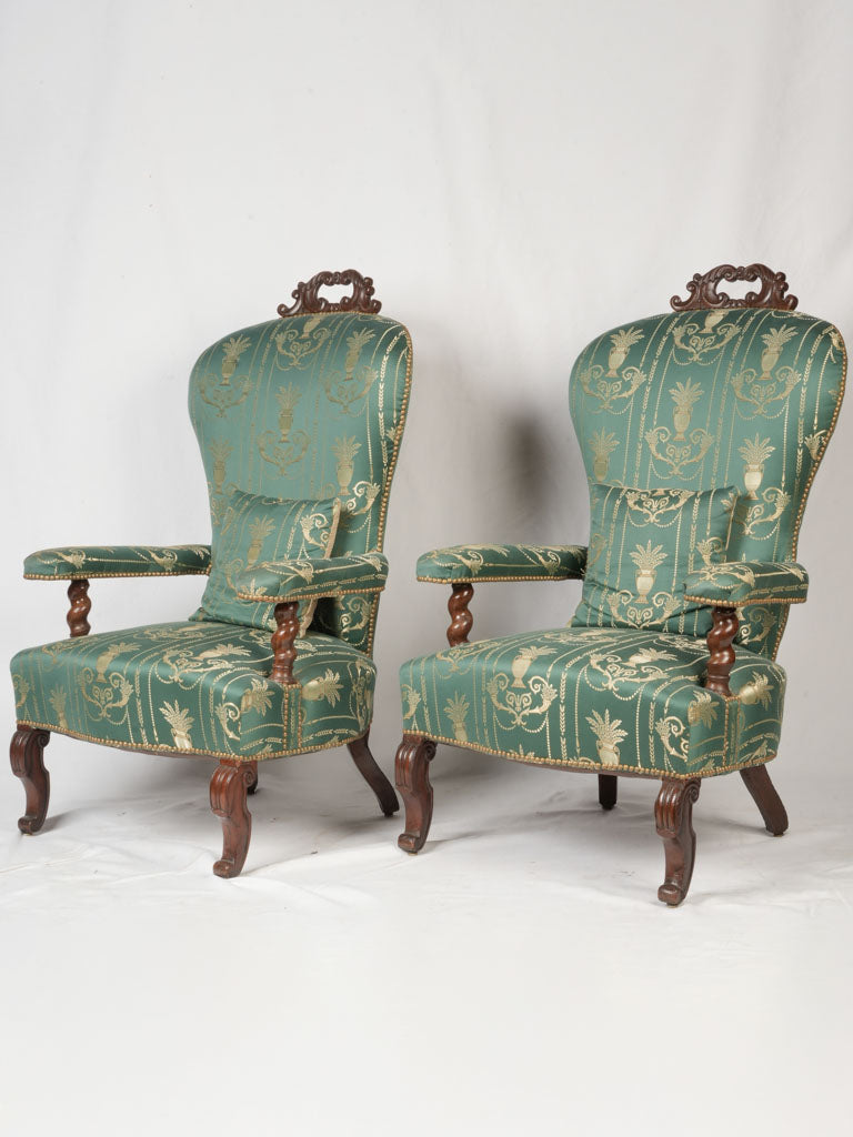 Antique mahogany Napoleon III armchairs