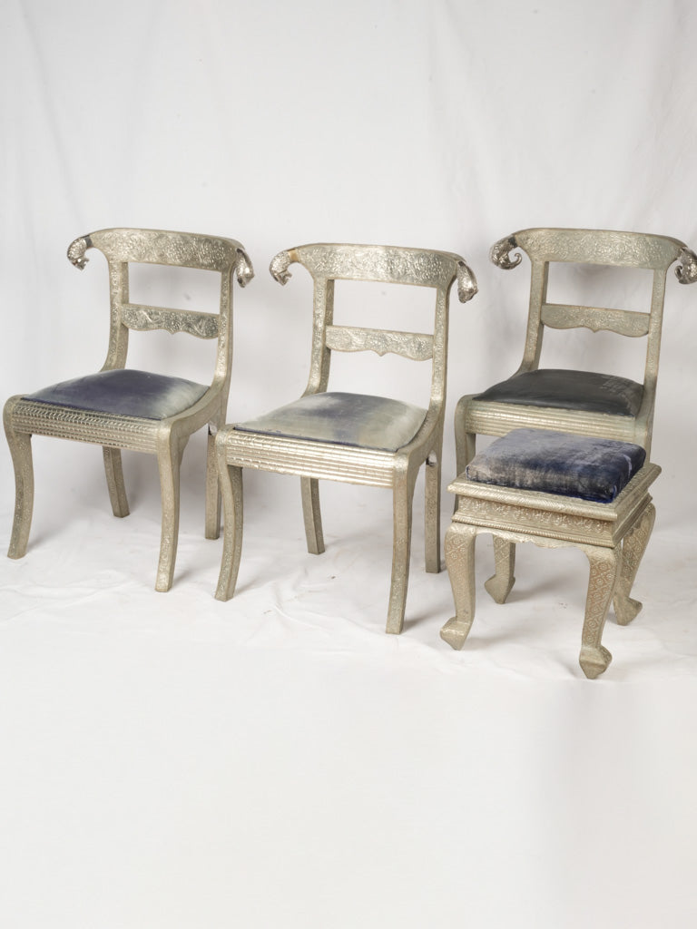 Vintage Byzantine-style wooden chairs set