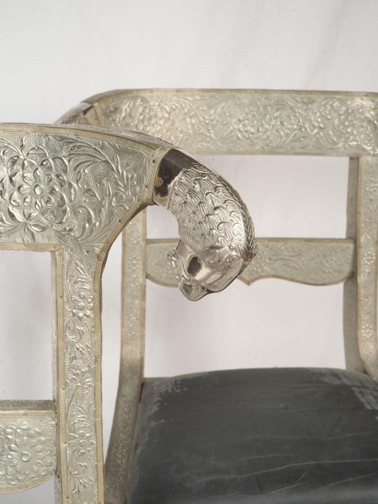 Mid-century ornate elephant detail stools