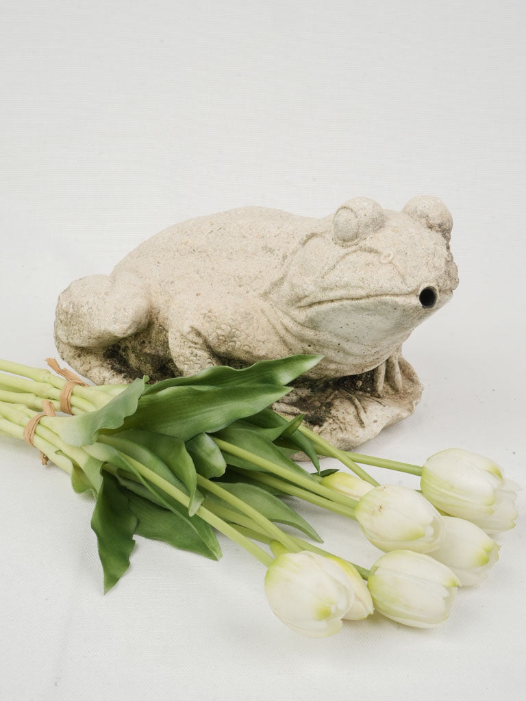 French Weathered Concrete Frog Sculpture