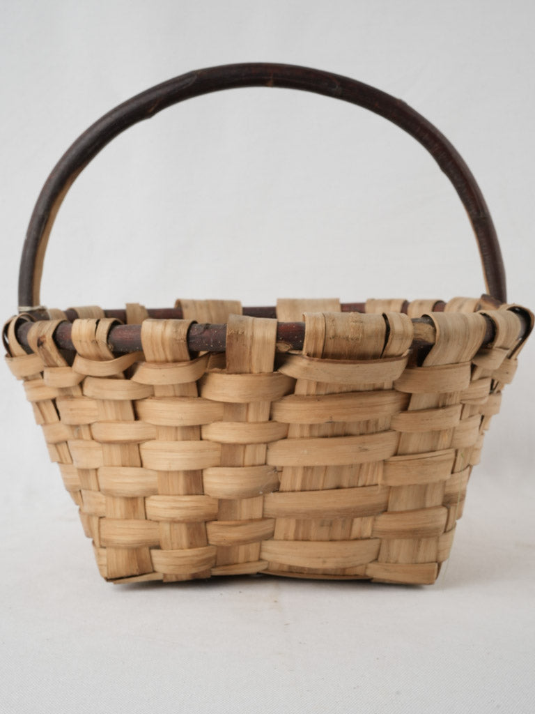 Handcrafted, weathered harvest basket