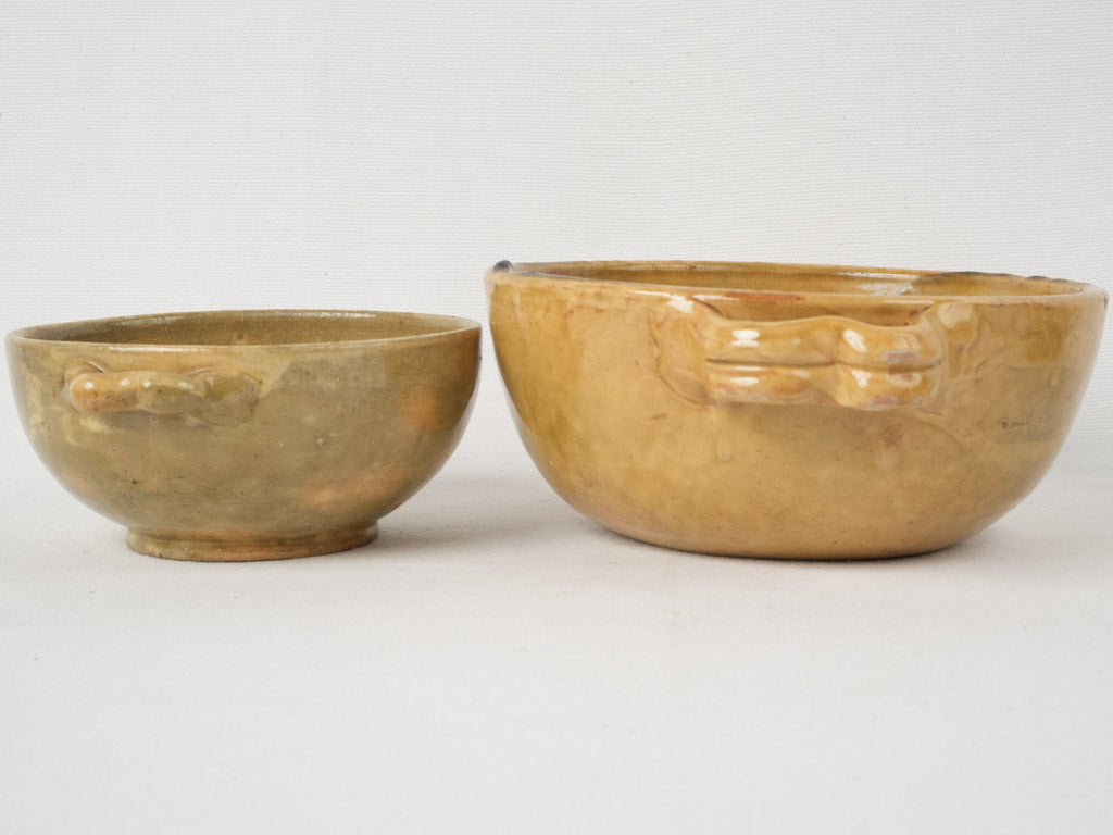 Historic Vallauris glaze terracotta mixing bowls