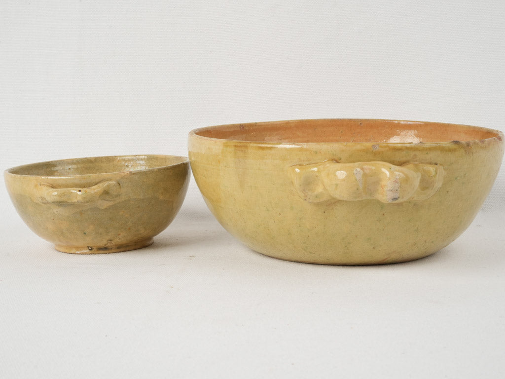 Mediterranean yellow ocher glaze pottery bowls