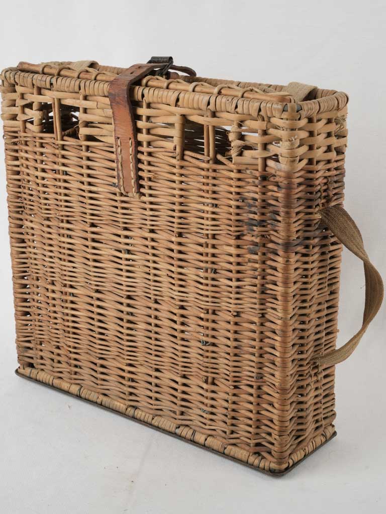 Antique wicker bottle carrier, vintage style