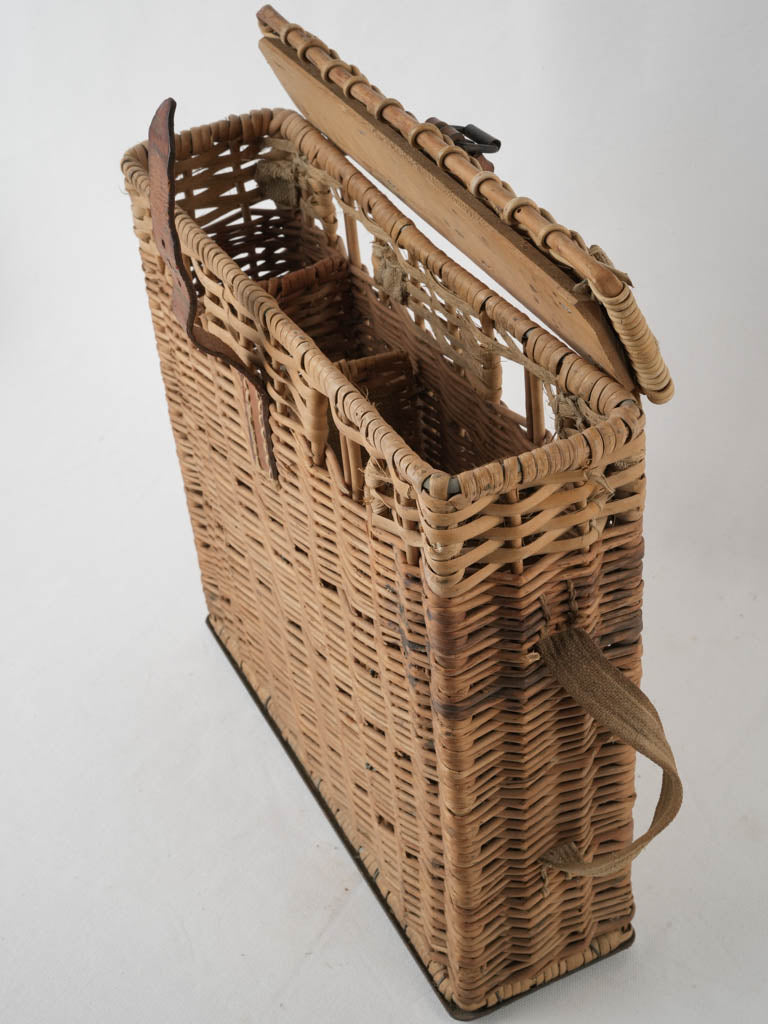 Decorative antique wicker bottle caddy