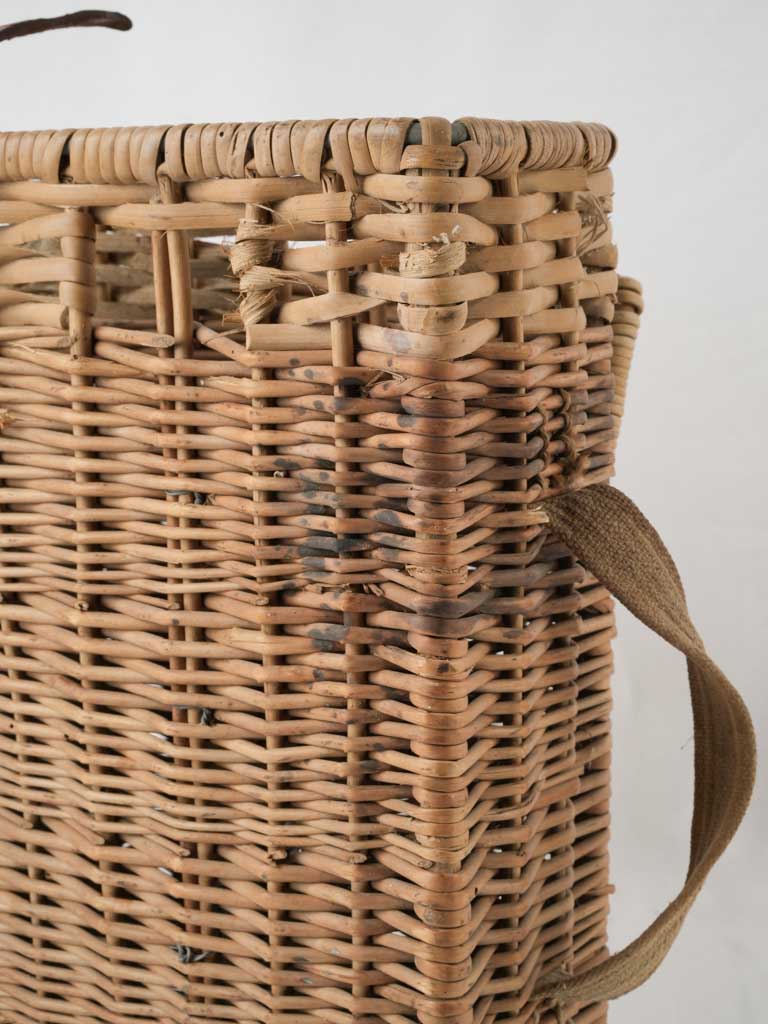 Vintage wicker bottle carrier, rustic