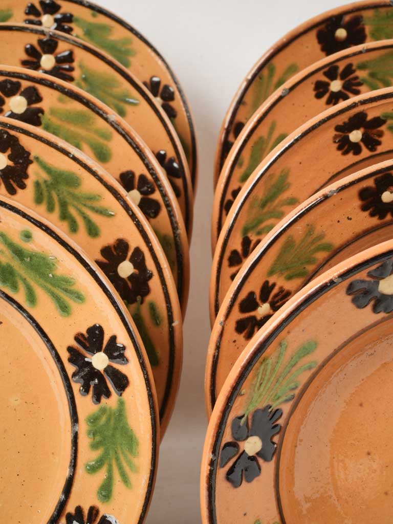 Rustic 19th-century floral dinnerware set