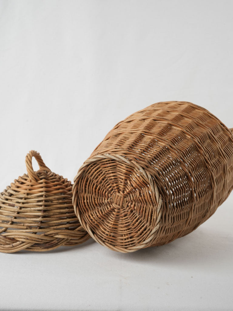 Antique, handwoven French lidded basket