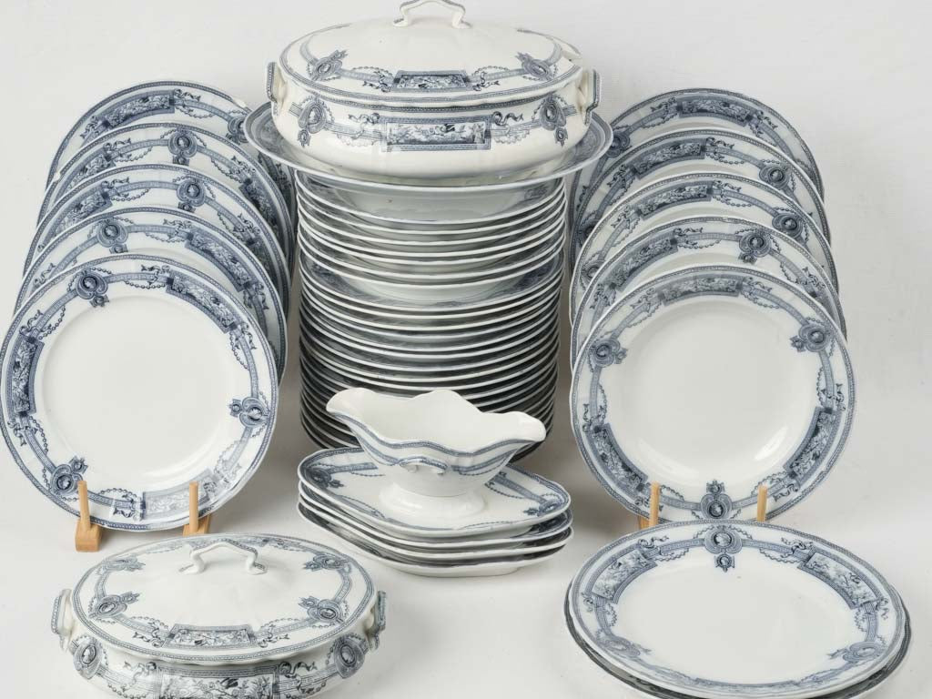 Classic blue French ceramic dinner service