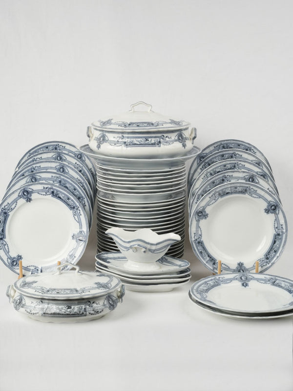 Antique French blue ironstone dinnerware