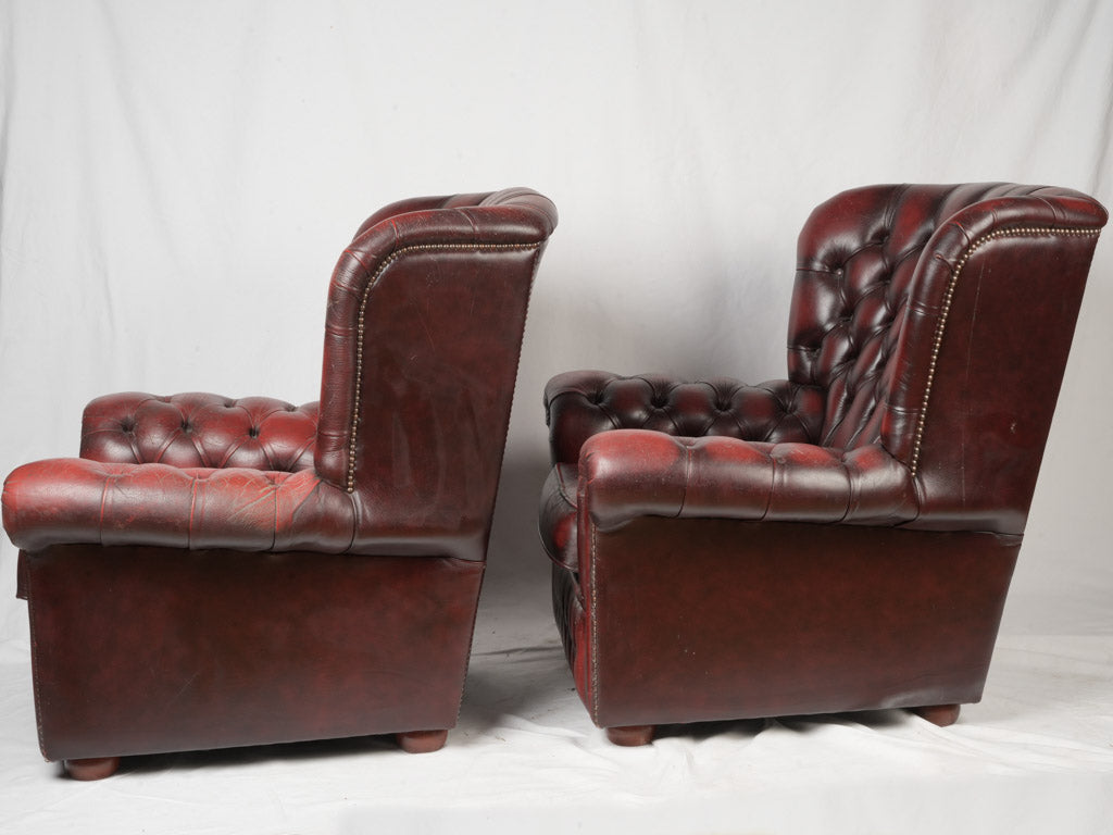 Elegant Winged Chesterfield Armchairs