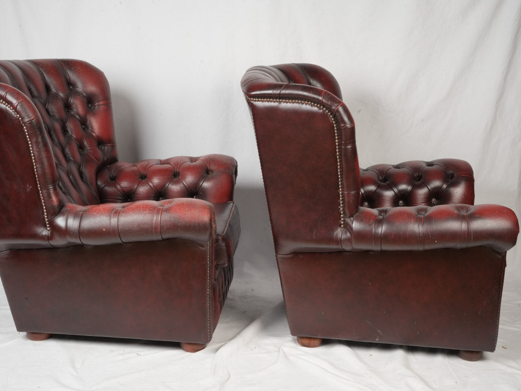 Deep Red Chesterfield Settee