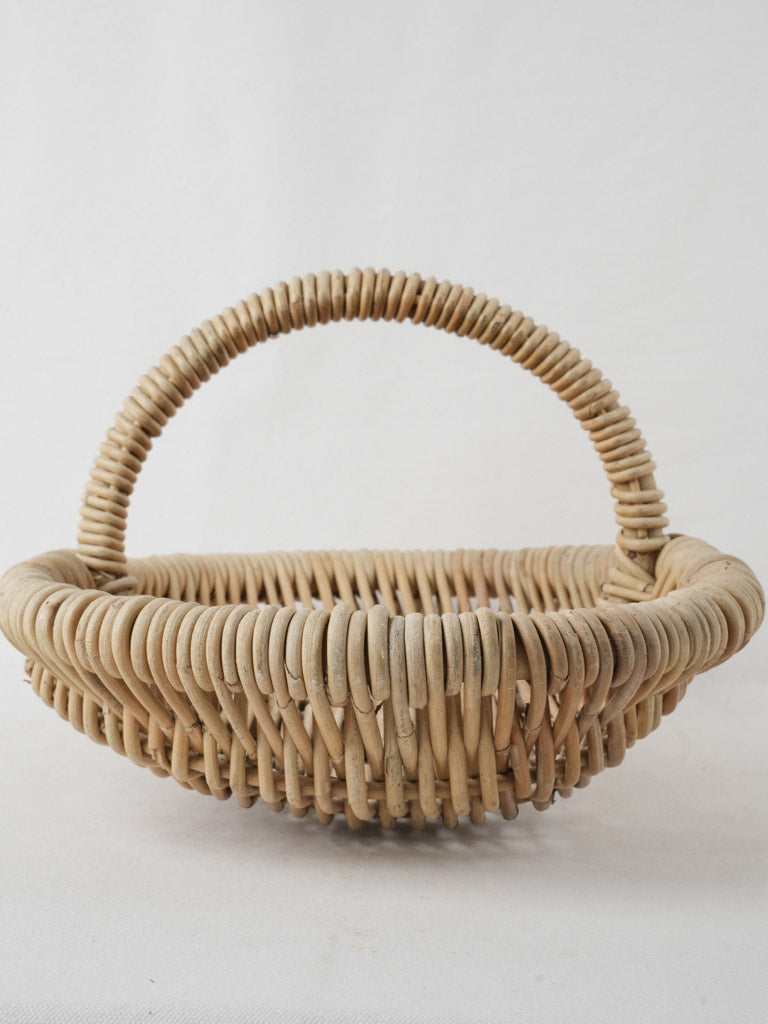 Rustic Provencal long-handled wicker basket 