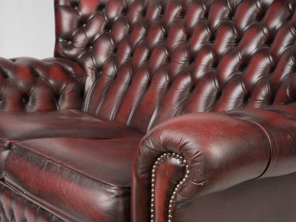 Antique Chesterfield Leather Settee