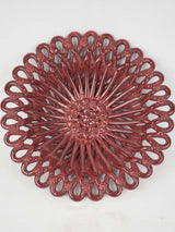 1960s Burgundy Red Openwork Ceramic Fruit Bowl, 14¼"