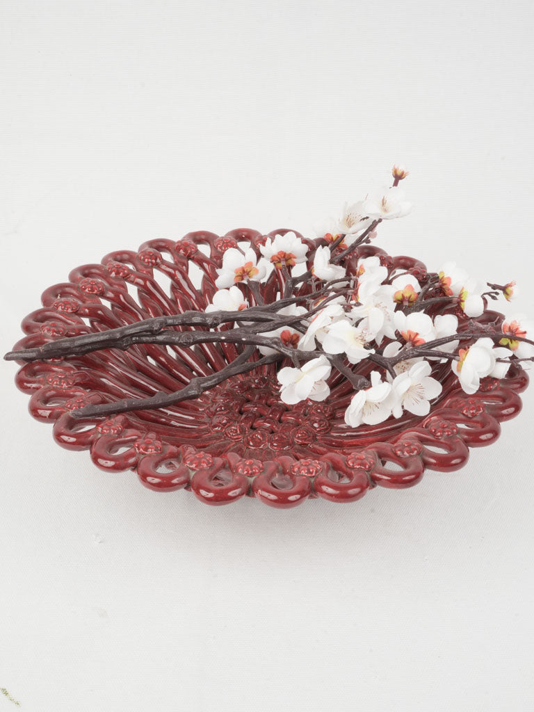 Intricate 1960s French Ceramic Fruit Bowl