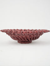 1960s Burgundy Red Openwork Ceramic Fruit Bowl, 14¼"