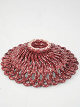 1960s Burgundy Red Openwork Ceramic Fruit Bowl, 14¼"