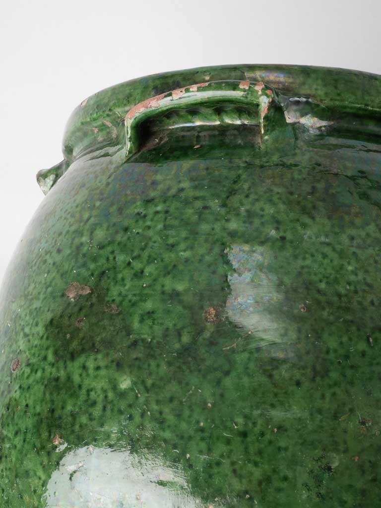 Traditional terracotta olive container emerald