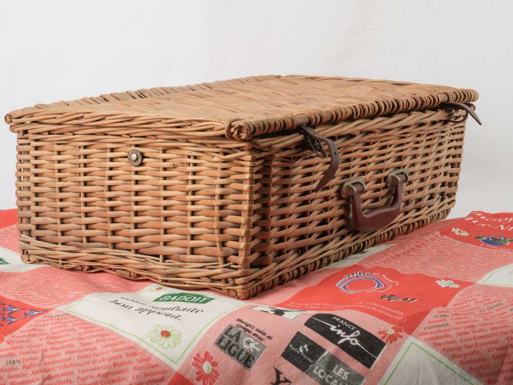 Vintage French wicker picnicware basket