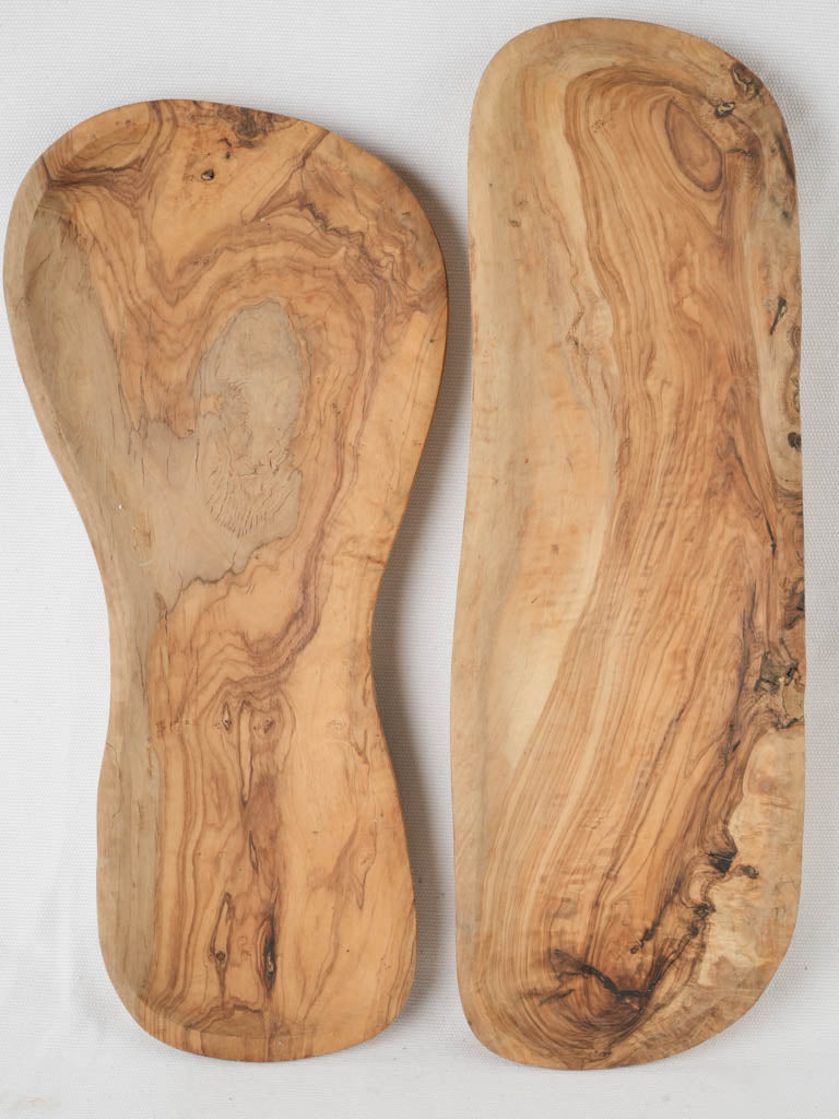 Artisan-made olive wood platters