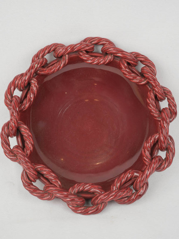 Vallauris Red Ceramic Bowl w/ Chain Detailing, by J.F. Daniel, 13½"