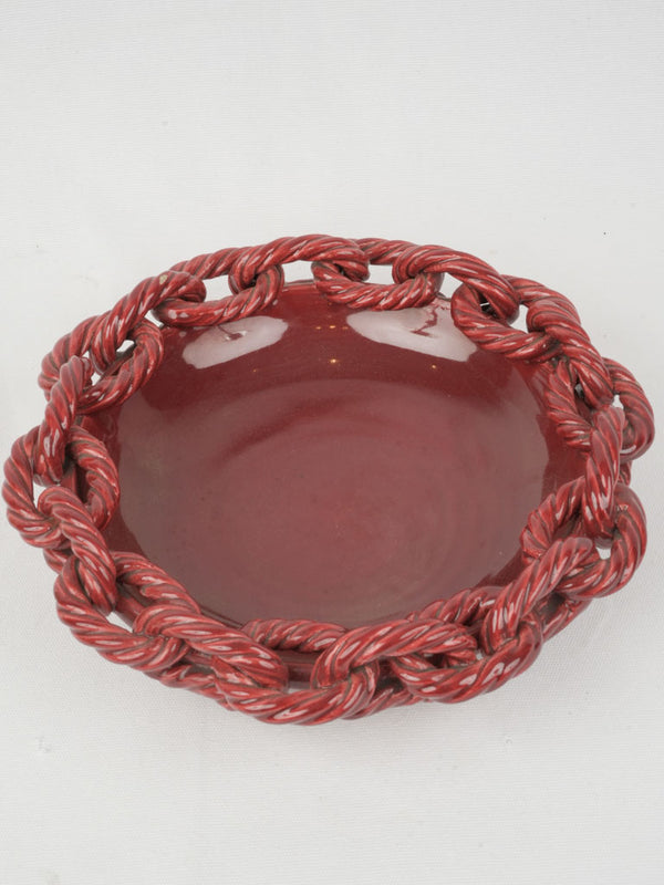 Vallauris Red Ceramic Bowl w/ Chain Detailing, by J.F. Daniel, 13½"