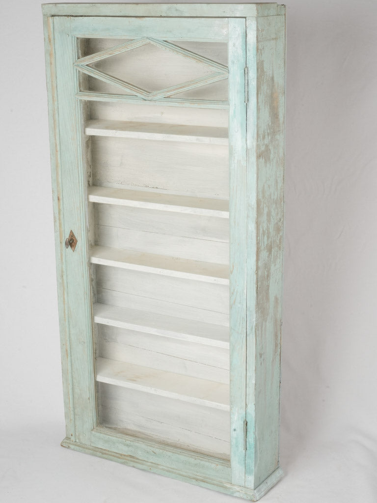 Antique French wall vitrine - light blue 48½" x24½"