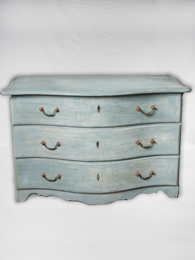 Vintage blue patina Flemish oak commode