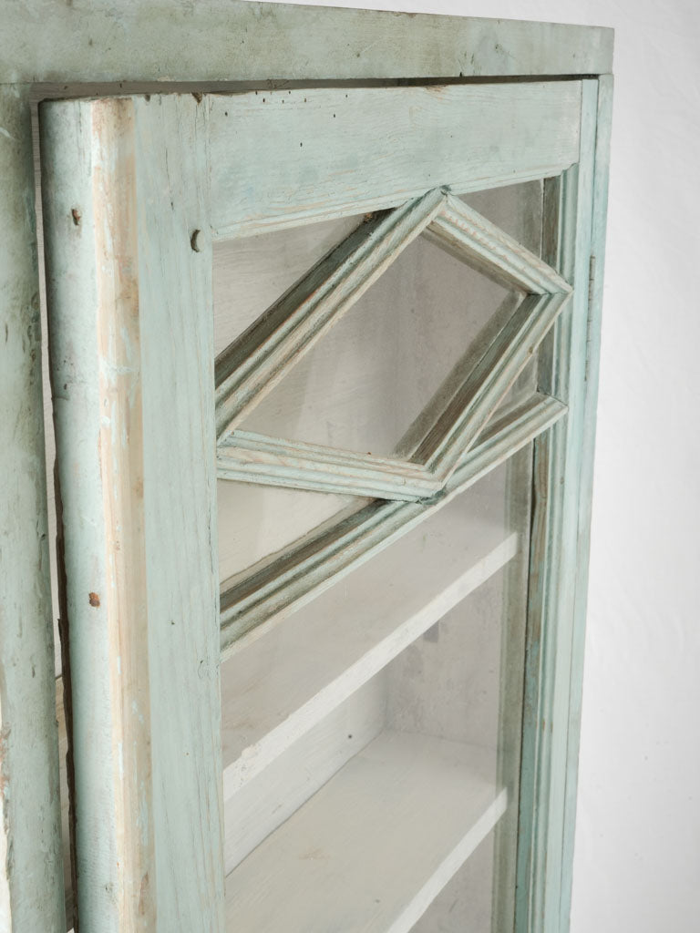 Antique French wall vitrine - light blue 48½" x24½"