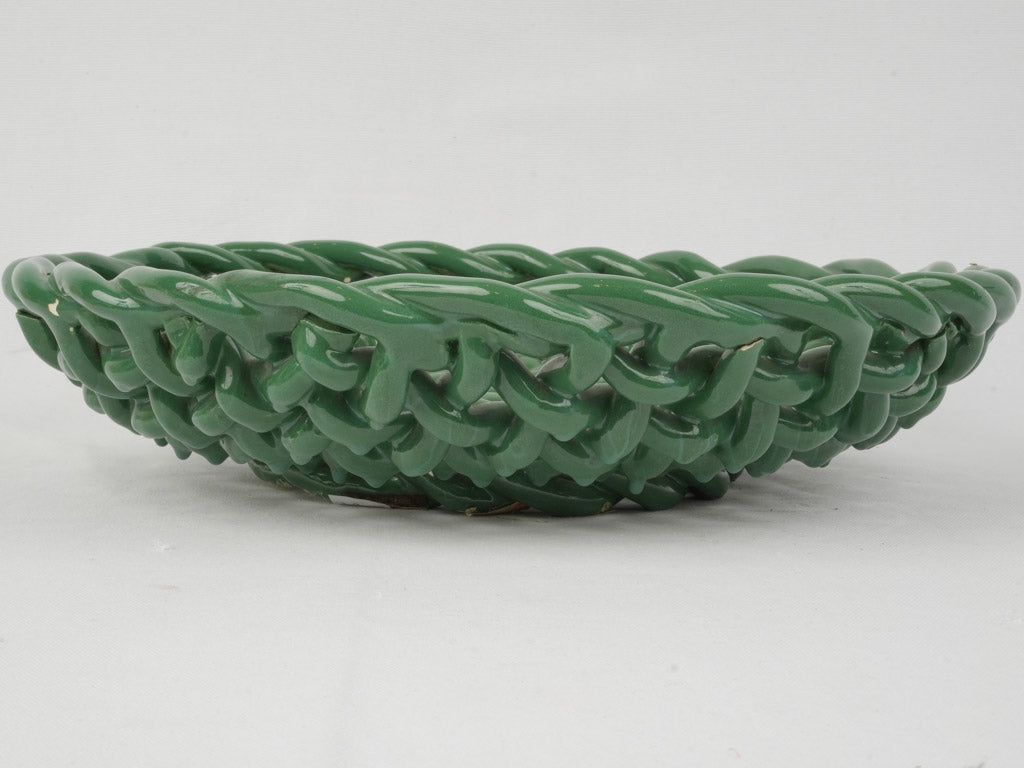 Intricate Green Ceramic Vallauris Bowl