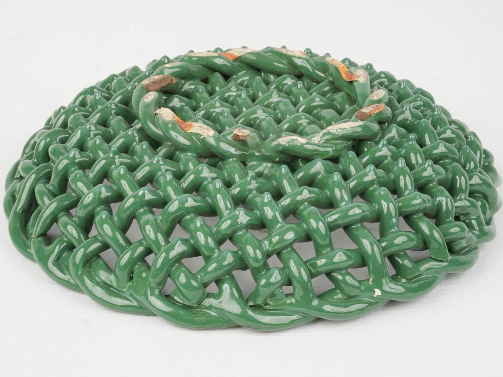 Lattice Design Green Ceramic Woven Bowl