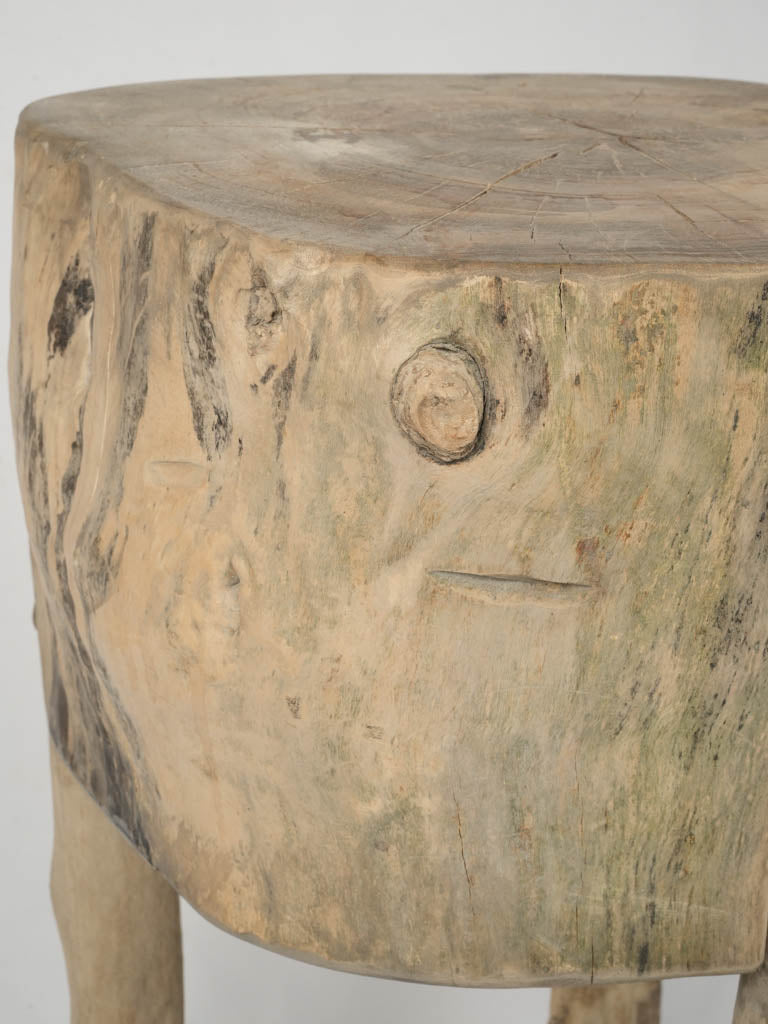 Weathered log section side table