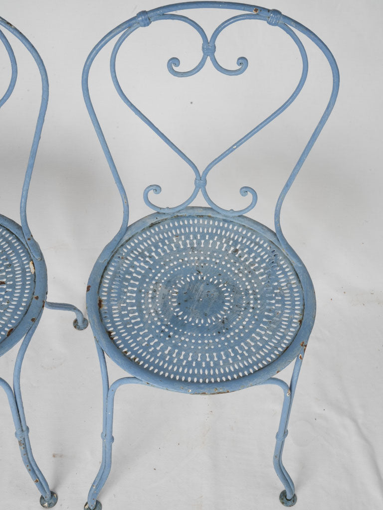 Authentically aged French blue chairs