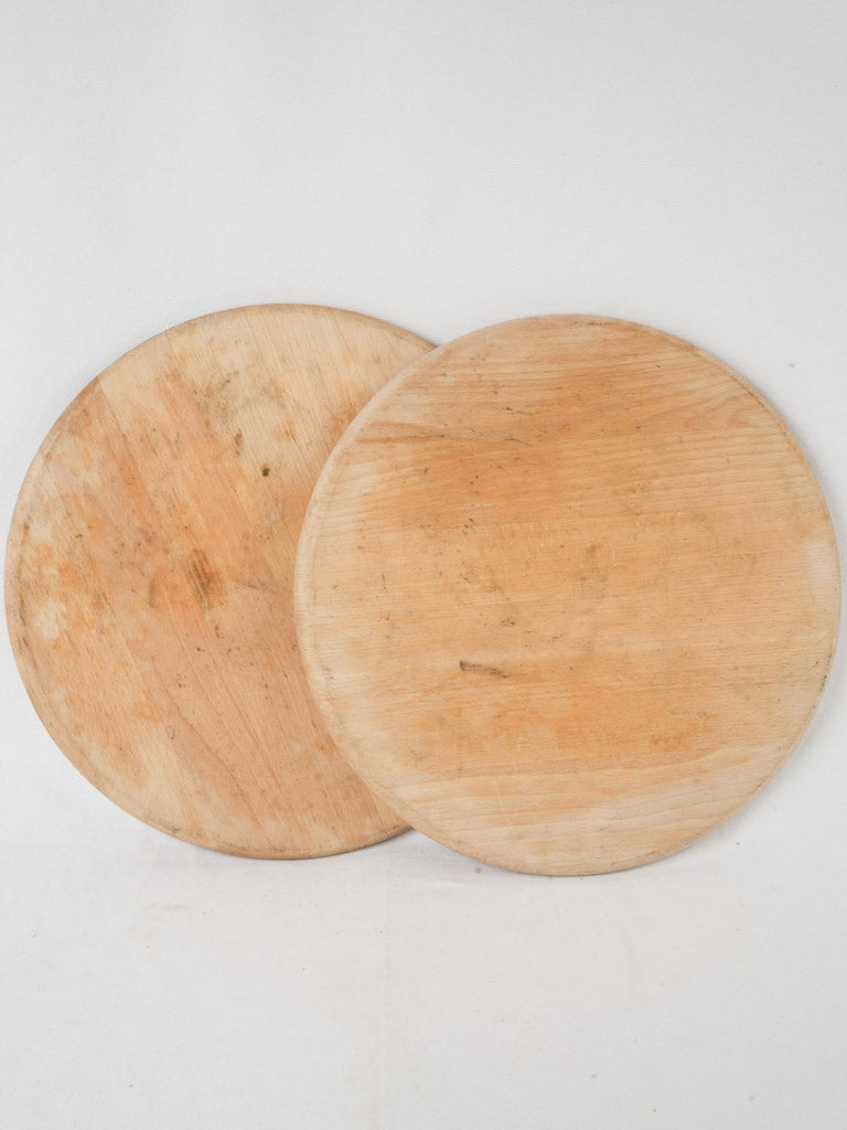 Timeless, aged round kitchen cutting boards