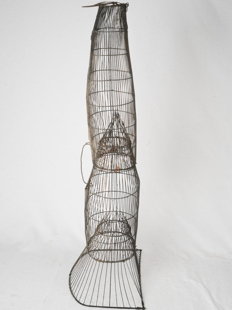 Intricate wirework French fish trap antique