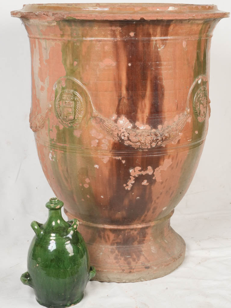 Historic green-glazed garden urn