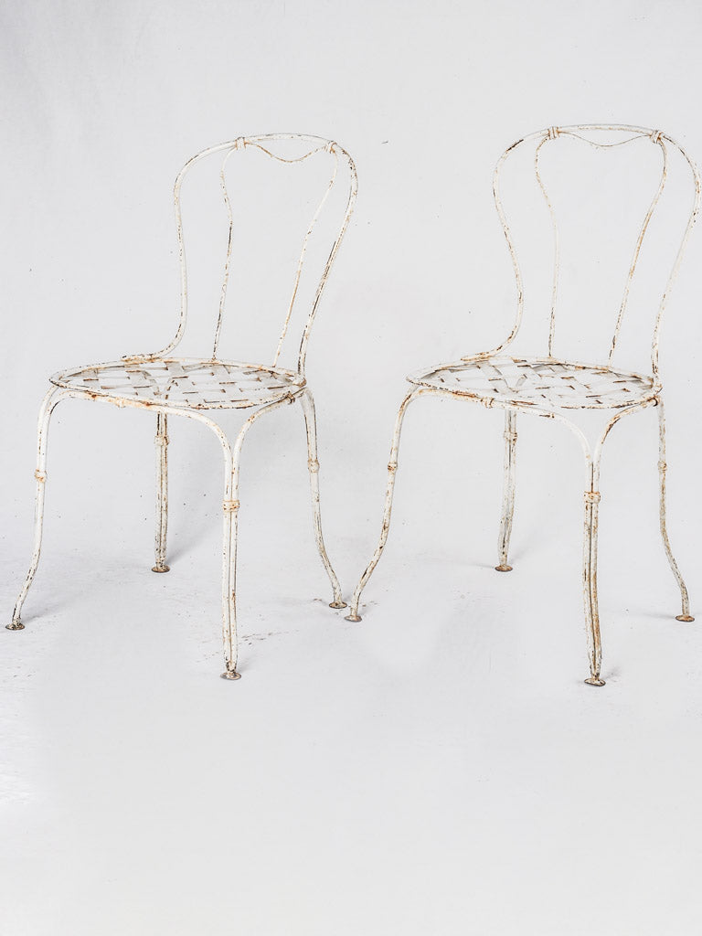 Vintage French white lattice chairs