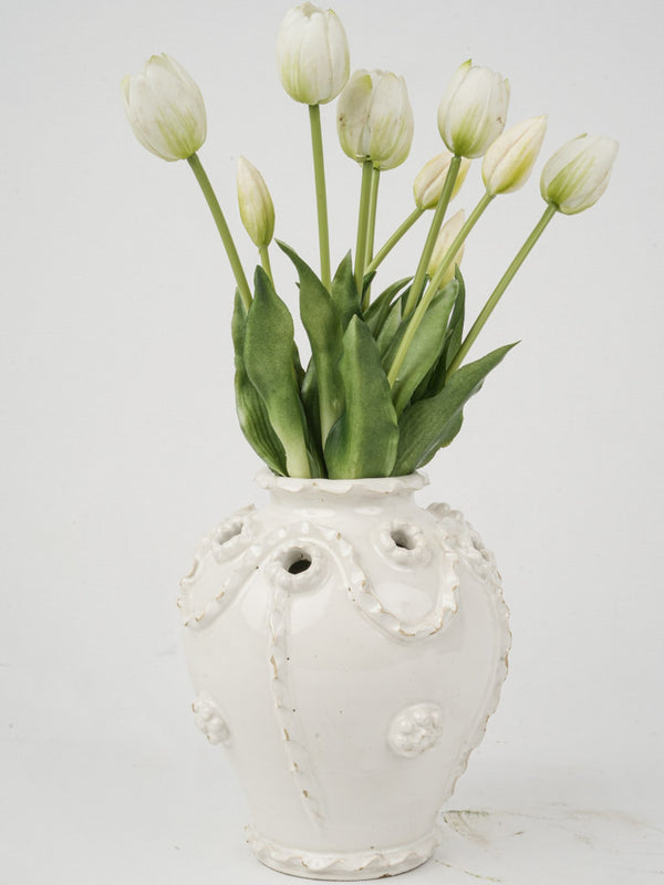 White Glazed Tulipiere Vase by Émile Tessier, Malicorne, 8¾"