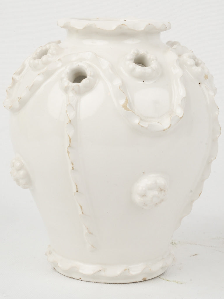 Vintage white-glazed tulipiere vase