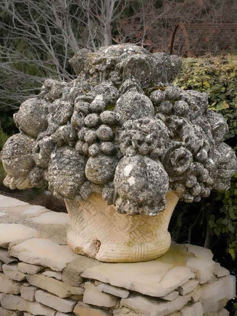 Distressed fruit basket garden sculptures 