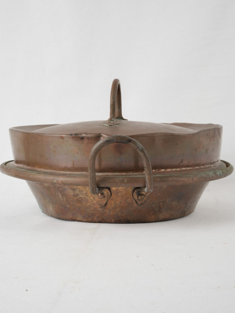 Charming, aged, French, copper, lid pot