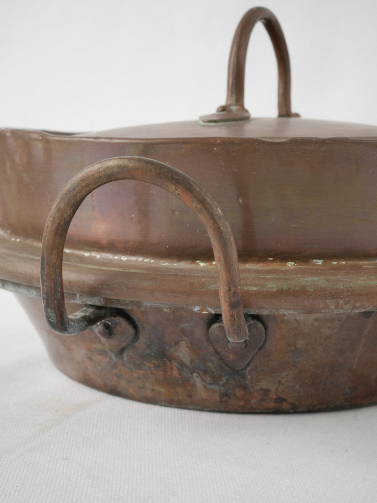 Aged, authentic, French, steaming, copper pot