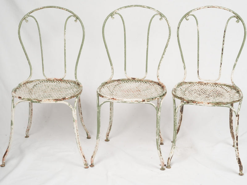 Late 19th Century French Wrought Iron Garden Setting - 3 chairs 1 table