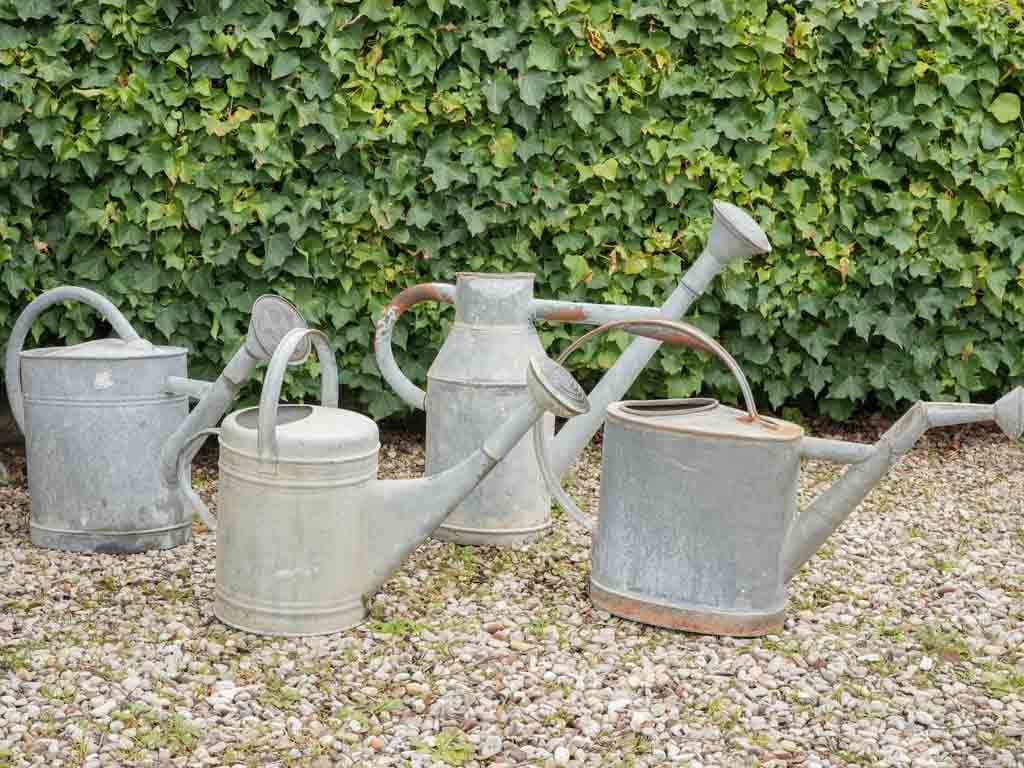 Provencal antique zinc gardening implements