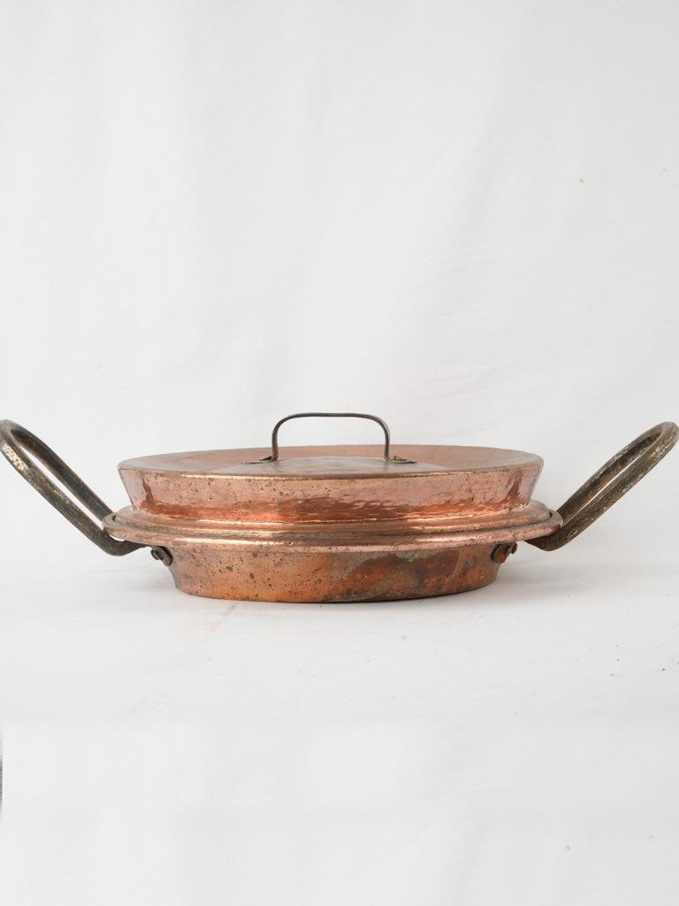 Antique French copper bread oven pot