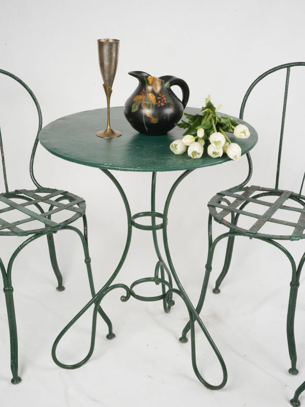 Late 19th Century French Wrought Iron Garden Setting - 3 chairs 1 table