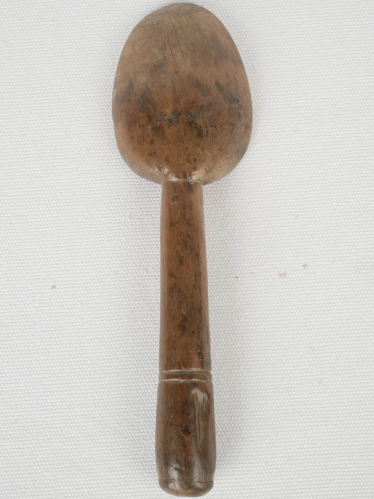 Rustic French cream ladle, carved